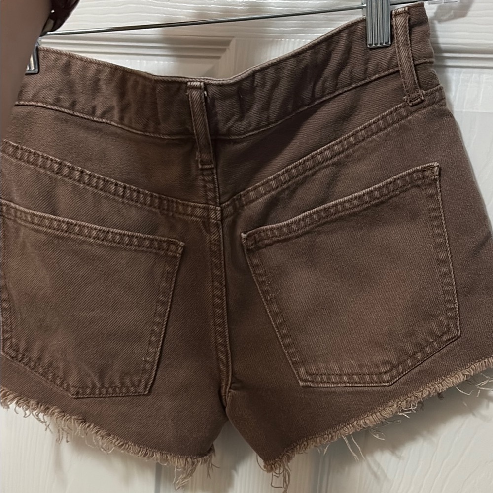 We The Free Brown Frayed Jean Shorts - Picture 3 of 3